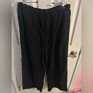 H&M black wide leg linen pants